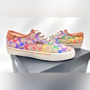 Authentic COACH CITYSOLE Multi-Color Signature Sneakers Shoes Women Size 6B